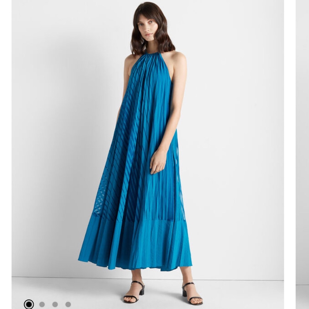 Club Monaco Burnout Pleated Maxi Dress in turquoise women’s size 8